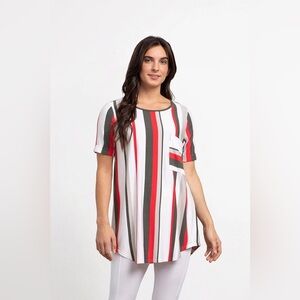 Sympli Bamboo T-Shirt Pocket Colourful Tunic Sz M